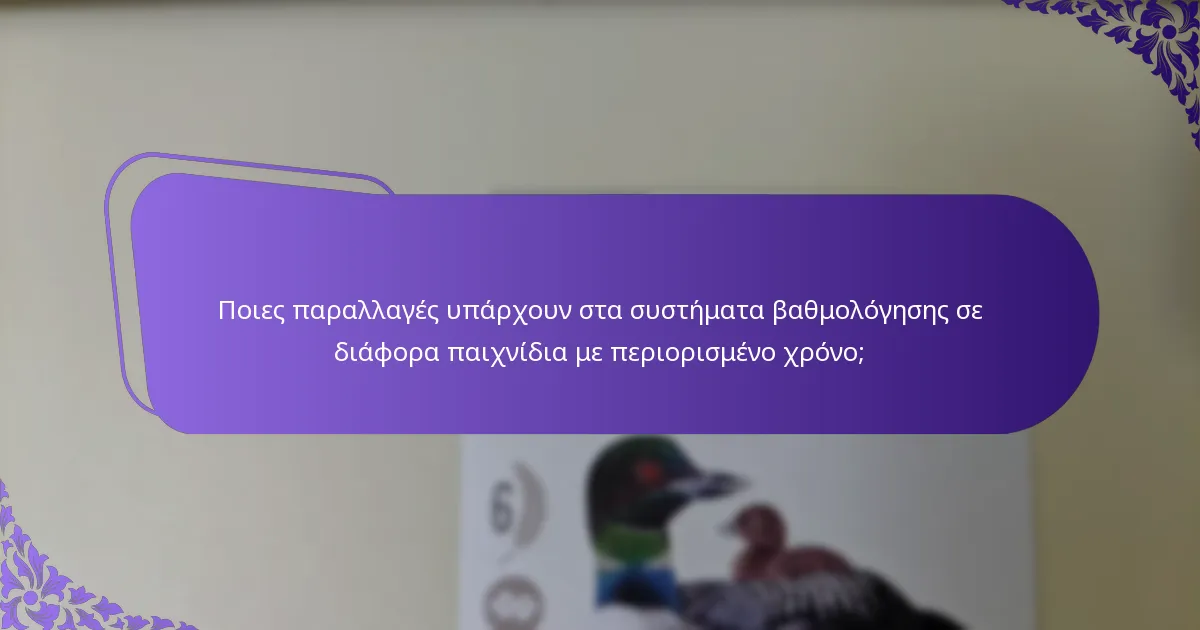 Ποιες παραλλαγές υπάρχουν στα συστήματα βαθμολόγησης σε διάφορα παιχνίδια με περιορισμένο χρόνο;